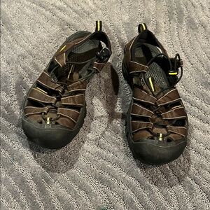 Keen Brown Sandals with Yellow Soles